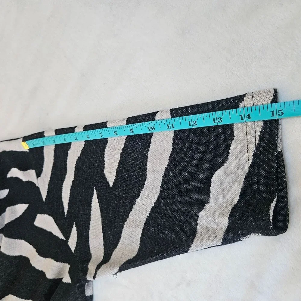 Vintage SWAT Tunic Top Black White Zebra Print 3/4 Length Sleeve Women Sz M